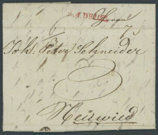 PREUSSEN R.1. DEUZ, Roter L1 Auf Brief (1807) Mit Inhalt Nach Neuwied, Pracht - Préphilatélie