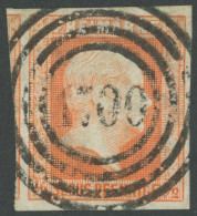 PREUSSEN 1 O, 1851, 1/2 Sgr. Rotorange, Idealer Zentrischer Nummernstempel 1700 (ZELLIN), Kabinett - Autres & Non Classés