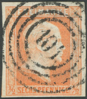 PREUSSEN 1 O, 1851, 1/2 Sgr. Rotorange, Zentrischer Nummernstempel 101 (BERGHEIM), Pracht - Other & Unclassified