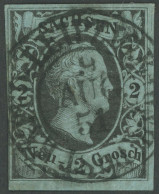 SACHSEN 5 O, 1851, 2 Ngr. Schwarz Auf Mattpeußichblau, Idealer Zentrischer K2 LEIPZIG BAHN:POST EXPED, Feinst, Kurzbefun - Sachsen