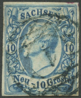 SACHSEN 13a O, 1856, 10 Ngr. Milchblau, Nummernstempel 1, Pracht, Mi. 300.- - Sachsen