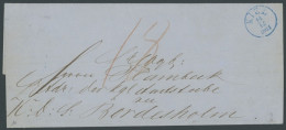 SCHLESWIG-HOLSTEIN 1861, KIEL, Blauer K1 Und Handschriftlich 18 Auf Brief Nach Bordesholm, Pracht - Préphilatélie