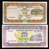 MACAU Macao 10 + 20 PATACAS 1991 + 1996 Q.fds LOTTO 4881 - Macau