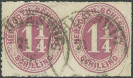 SCHLESWIG-HOLSTEIN 14 Paar O, 1865, 11/4 S. Rotlila Im Waagerechten Paar, K2 SCHLESWIG, Pracht - Schleswig-Holstein