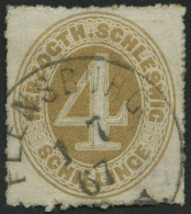 SCHLESWIG-HOLSTEIN 17 O, 1865, 4 S. Braunocker, K1 FLENSBURG, Pracht, Mi. 100.- - Schleswig-Holstein
