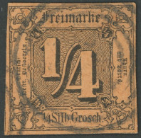 THURN Und TAXIS 1 O, 1854, 11/4 Sgr. Schwarz Auf Dunkelorange, Allseits Breit-überrandig, Kabinett, Gepr. Pfenninger - Andere & Zonder Classificatie