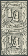 THURN Und TAXIS 26 Paar O, 1864, 1/4 Sgr. Schwarz Im Senkrechten Allseits Vollrandigem Paar, Nummernstempel 53 (OBERAULA - Otros & Sin Clasificación