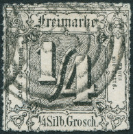 THURN Und TAXIS 35 O, 1865, 1/4 Sgr. Schwarz, Entwertet Mit Vierringstempel, Pracht, Gepr. Opitz Und Pfenninger, Mi. 500 - Altri & Non Classificati