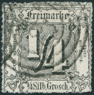 THURN Und TAXIS 35 O, 1865, 1/4 Sgr. Schwarz, Entwertet Mit Vierringstempel, Pracht, Gepr. Opitz Und Pfenninger, Mi. 500 - Other & Unclassified