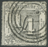 THURN Und TAXIS 35 O, 1865, 1/4 Sgr. Schwarz, Nummernstempel 14, Feinst (rückseitige Mängel), Gepr. Pfenninger, Mi. 500. - Autres & Non Classés