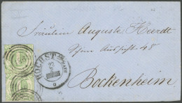 THURN Und TAXIS 41 BRIEF, 1865, 2 Kr. Gelblichgrün, 2x Auf Brief Mit Nummernstempel 186 Von Höchst Nach Bockenheim, Prac - Otros & Sin Clasificación