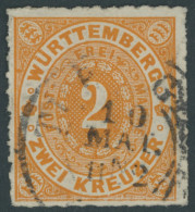 WÜRTTEMBERG 37b O, 1869, 2 Kr. Tieforange, Pracht, Mi. 300.- - Sonstige & Ohne Zuordnung