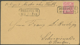 NDP 4- BRIEF, 1868, 1 Gr. Mittelrötlichkarmin, Einzelfrankatur Auf Brief Mit R2 DRESDEN VI, Handschriftlich Inliegend Mu - Otros & Sin Clasificación