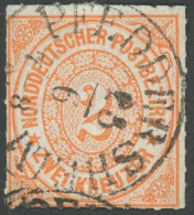 NDP 8 O, 1868, 2 Kr. Orange, TuT-Stempel PFEDDERSHEIM, Pracht - Sonstige & Ohne Zuordnung