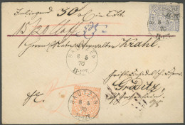 NDP 15,17 BRIEF, 1870, 5 Gr. Olivbraun Auf Gesiegeltem Geldbrief Von BAUTZEN Nach Görlitz, Pracht - Altri & Non Classificati