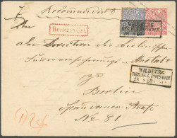 NDP U 1aB BRIEF, 1868, 1 Gr. Rosa, Großes Format, Mit 2 Gr. Blau Zusatzfrankatur Auf Reco-Brief Mit R3 WILDBERG REG. BEZ - Otros & Sin Clasificación