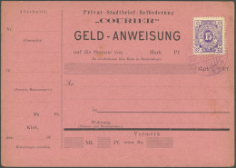 KIEL A 8 BRIEF, COURIER: 1900, 15 Pf. Violett Auf Leer Gestempelter Geld-Anweisung Mit Violettem Neujahrsstempel, Pracht - Private & Lokale Post