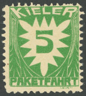 KIEL C 1 , PAKETFAHRT: 1909, 5 Pf. Grün, Postfrisch, Pracht - Private & Lokale Post