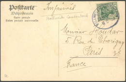 BAHNPOST Bollweiler-Lauterbach Auf Ansichtskarte (1908) Von Gebweiler, Pracht - Macchine Per Obliterare (EMA)