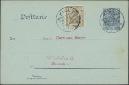 SST Bis 1918 05 BRIEF, KIEL KAISERLICHER YACHTCLUB A, 25.6.1908, Auf 2 Pf. Germania Ganzsachenkarte Mit 3 Pf. Zusatzfran - Briefe U. Dokumente