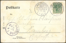 SST Bis 1918 04 BRIEF, WIESBADEN XXIX. GENERAL.-VERS. DES D. U. Ö.A.-V., 8./9.1902, Auf Ansichtskarte Dto. Mit 5 Pf. Ger - Storia Postale