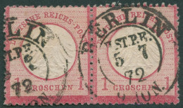 Dt. Reich 4 Paar O, 1872, 1 Gr. Rotkarmin Im Waagerechten Paar, K2 BERLIN H.ST.P.E. (Hofpostamt!), Normale Zähnung, Prac - Usados