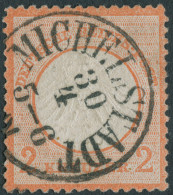 Dt. Reich 8 O, 1872, 2 Kr. Rötlichorange, Nachverwendetet Thurn Und Taxis Stempel MICHELSTADT, Kabinettstück Mi. 400.- - Autres & Non Classés