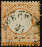 Dt. Reich 14 DZ O, 1873, 1/2 Gr. Orange, Mit Seltener Doppelzähnung (die Erste Zähnung War Nicht Erfolgreich), Thurn Und - Oblitérés