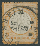 Dt. Reich 24 O, 1872, 2 Kr. Orange, TuT-Stempel BENSHEIM, Starke, Meist Rückseitige Mängel, Mi. (3200.-) - Usati