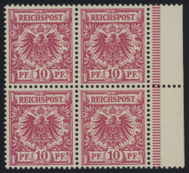 Dt. Reich 47da VB , 1893, 10 Pf. Rotkarmin Im Randviererblock, Postfrisch, Kabinett, Gepr. Zenker - Nuovi