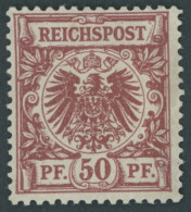 Dt. Reich 50ab , 1889, 50 Pf. Dunkelfeuerrot, Falzreste, Farbfrisches Kabinettstück, R!, Mehrfach Geprüft Und Fotoattest - Nuovi