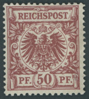 Dt. Reich 50ab , 1889, 50 Pf. Dunkelfeuerrot, Falzreste, Farbfrisches Kabinettstück, R!, Mehrfach Geprüft Und Fotoattest - Nuevos