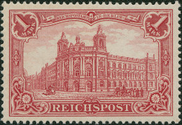 Dt. Reich 63b , 1900, 1 M. Reichspost Dunkelkarminrot, Erstfalzrest, Kabinett, Fotobefund Jäschke-L., Mi. (400.-) - Sonstige & Ohne Zuordnung