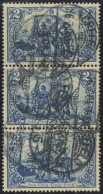 Dt. Reich 82B O, 1902, 2 M. Schwarzblau, Gezähnt B, Ohne Wz., Im Senkrechten Dreierstreifen, Pracht, Mi. (120.-) - Autres & Non Classés