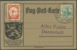 Dt. Reich II BRIEF, 1912, 20 Pf. Flugpost Am Rhein Und Main Auf Flugpostkarte Mit Sonderstempel Darmstadt, üblich Gezähn - Altri & Non Classificati