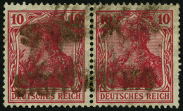 Dt. Reich 86IId Paar O, 1915, 10 Pf. Karmin Kriegsdruck Im Waagerechten Paar, Feinst, Gepr. Jäschke, Mi. 220.- - Used Stamps