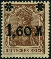 Dt. Reich 154Ib , 1921, 1.60 M. Auf 5 Pf. Dunkelbraun, Aufdruck Mattglänzend, Pracht, Fotobefund Bechtold, Mi. 230.- - Ungebraucht