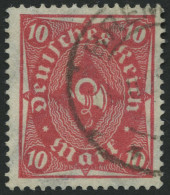 Dt. Reich 206WF O, 1922, 10 M. Lebhaftlilarot Mit Abart Ohne Rosa Unterdruck, 2 Verkürzte Zahnspitzen Sonst Pracht, Foto - Used Stamps