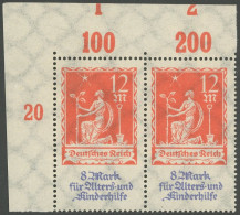 Dt. Reich 234PF , 1922, 12 M. Allegorie Mit Plattenfehler F Unten Links Abgeschrägt (Feld 1), Postfrisch, Pracht - Altri & Non Classificati