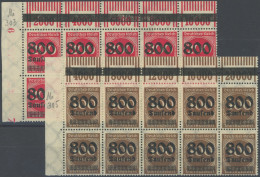 Dt. Reich 303,305 OPD , 1923, 800 Tsd. Auf 200 M. Lilarot Und 800 Tsd. Auf 400 M. Braun, Je Im 10er-Block Aus Der Linken - Other & Unclassified