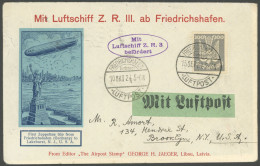 Dt. Reich 350 BRIEF, 1924, 300 Pf. Holztaube, Einzelfrankatur Auf Zeppelinbrief (Sieger Nr. 20a), Pracht - Andere & Zonder Classificatie