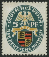 Dt. Reich 398X , 1926, 5 Pf. Nothilfe, Wz. Stehend, Falzrest, Gummi Nicht Original, Pracht - Neufs