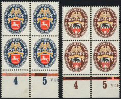 Dt. Reich 428/9Y VB , 1928, 25 Und 50 Pf. Nothilfe, Wz. Liegend, Je Im Unterrand-Viererblock, Postfrisch, Pracht, Mi. 94 - Andere & Zonder Classificatie