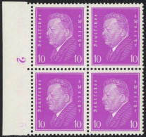 Dt. Reich 435 VB , 1930, 10 Pf. Reichspräsidenten Im Linken Randviererblock Mit Bogen-Nummer, Postfrisch, Pracht, Mi. (8 - Otros & Sin Clasificación