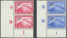 Dt. Reich 456/7I , 1931, 1 Und 2 RM Polarfahrt In Senkrechten Paaren Aus Der Linken Unteren Bogenecke, Die Oberen Marken - Andere & Zonder Classificatie