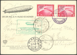 Dt. Reich 456I,456 BRIEF, 1931, 1 RM Polarfahrt, 2x Auf 1. Südamerikafahrt-Karte, Linke Marke Mit Aufdruckfehler Ohne Bi - Other & Unclassified