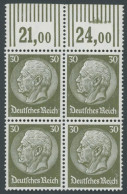 Dt. Reich 490WOR VB , 1933, 30 Pf. Hindenburg, Wz. 2, Walzendruck, Im Oberrandviererblock, Postfrisch, Pracht - Nuevos