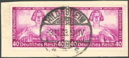 Dt. Reich 499-507 BrfStk, 1933, Wagner Auf Briefstücken, 40 Pf. Im Waagerechten Paar, Alle Mit Ortsstempeln HILDESHEIM 3 - Gebraucht