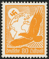 Dt. Reich 536x , 1934, 80 Pf. Flugpost, Senkrechte Gummiriffelung, Postfrisch, Pracht, Mi. 70.- - Andere & Zonder Classificatie