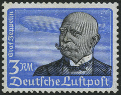 Dt. Reich 539y , 1934, 3 RM Graf Zeppelin, Waagerechte Gummiriffelung, Pracht, Gepr. Schlegel, Mi. 400.- - Unused Stamps